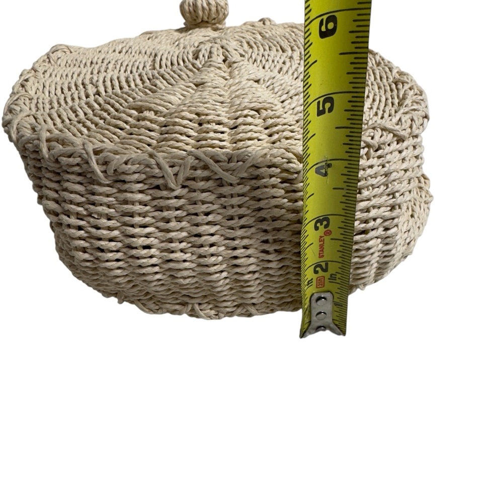 Buji Baja by Hat Attack Mini Cooper Round Straw Bag Natural (Missing Strap) - Picture 5 of 12